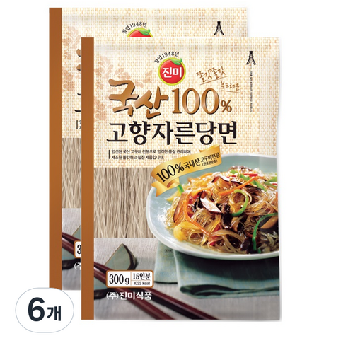 진미 국산 고향 자른 당면, 300g, 6개