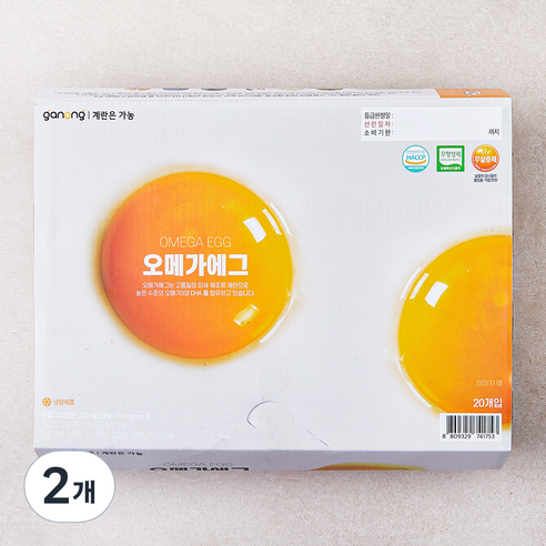 가농 무항생제 인증 오메가 1+등급 특란 1.2kg, 20구, 2개