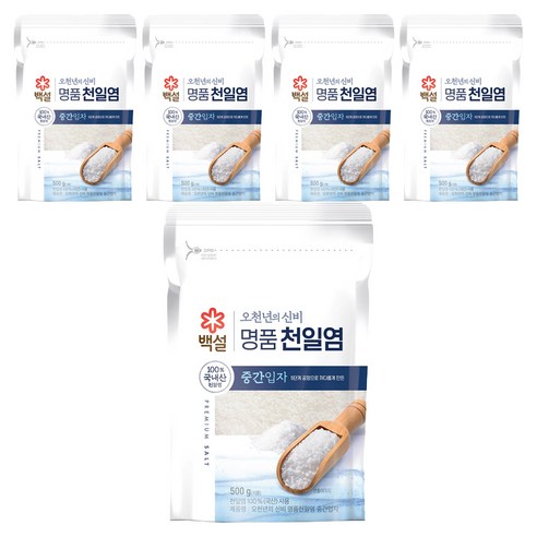 오천년의 신비 중간입자 천일염, 500g, 5개