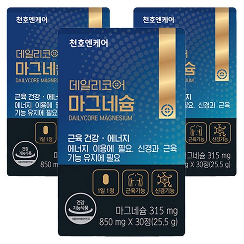 데일리코어 마그네슘 25.5g, 30정, 3개