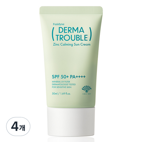 후시다인 더마 트러블 징크 카밍 선크림 SPF50+ PA++++, 4개, 50ml