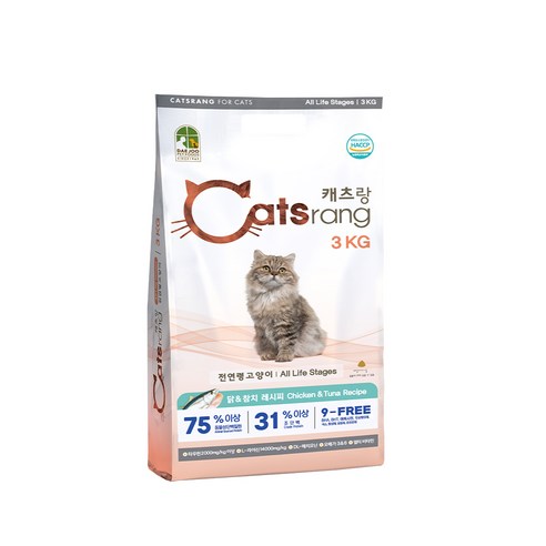 캐츠랑 NEW 전연령 올라이프 고양이 건식사료 단백질원 75%, 닭 + 참치, 5kg, 2개