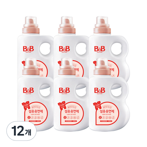 비앤비 섬유유연제 자스민 로즈 본품, 1.5L, 12개