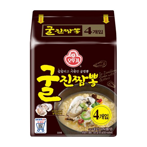 오뚜기 굴진짬뽕 라면 멀티팩 4p, 520g, 1팩