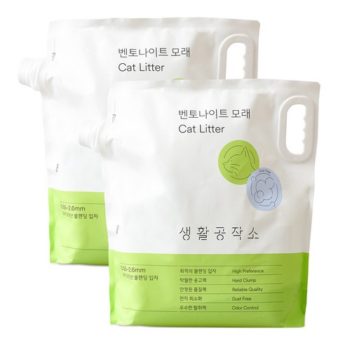 생활공작소 벤토나이트 고양이 모래, 2개, 6kg