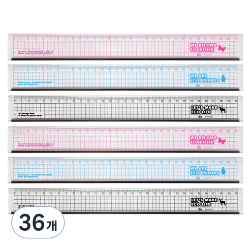 아이비스 컬러스틸플러스직자 3종 세트 30cm 11923, 랜덤발송, 36개