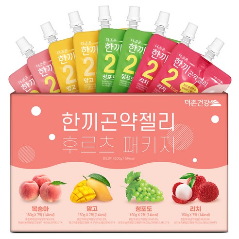 더존건강 한끼곤약젤리 복숭아 150ml x 7p + 와일드 망고 150ml x 7p + 청포도 150ml x 7p + 리치 150ml x 7p 세트, 4.2L, 1세트