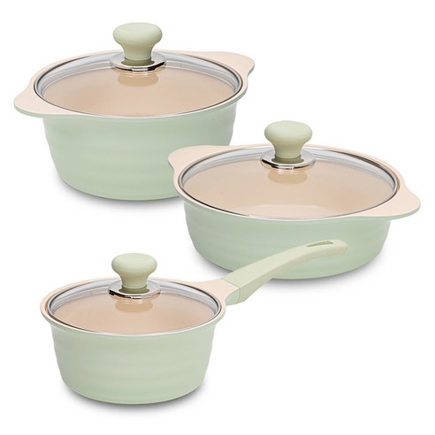 드림셰프 인덕션 허브 냄비세트 3종, 편수냄비 18cm + 양수냄비 20cm + 전골냄비 22cm, 혼합색상