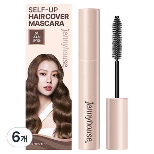 제니하우스코스메틱 셀프업 헤어 새치 커버 마스카라 8ml, 내추럴 브라운, 6개