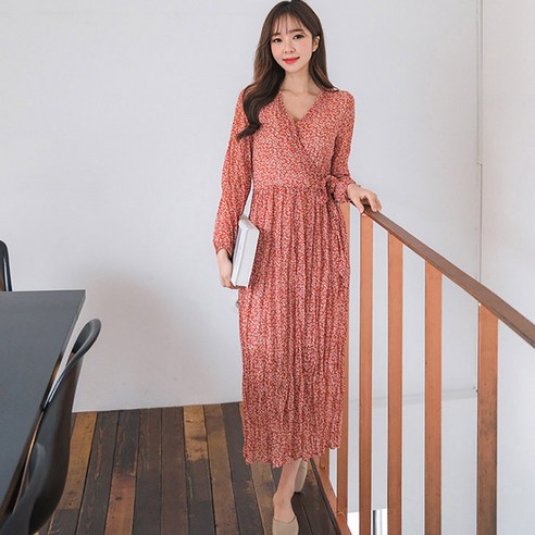 엔비룩 멜로디 주름 랩원피스