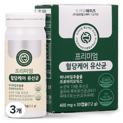 트리밀데이즈 프리미엄 혈당케어 유산균 12g, 3개, 30정