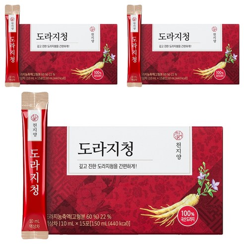 천지양 도라지청 스틱 배도라지즙 농축액 15p, 150ml, 3개