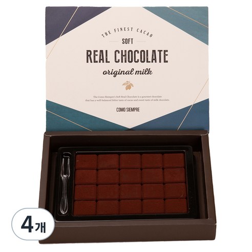 꼬모쎔쁘레 소프트 리얼 초콜릿 오리지널, 90g, 4개