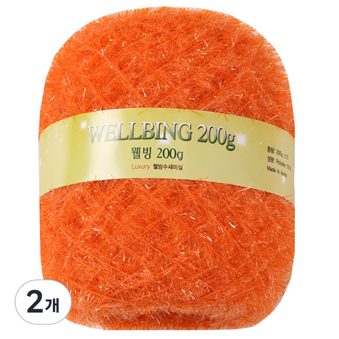 청송뜨개실 웰빙수세미실 콘사 200g, 07 오렌지, 2개