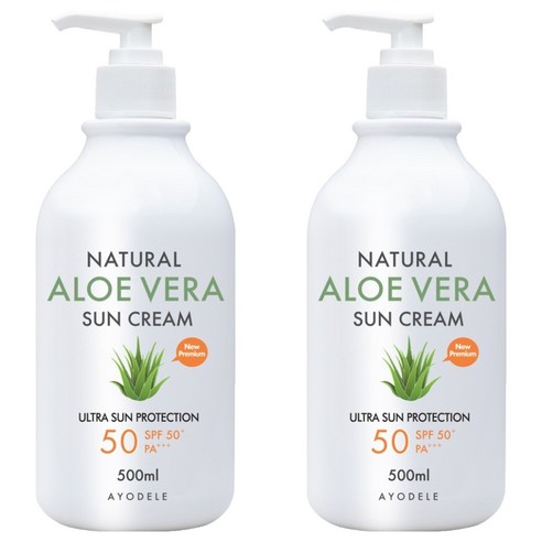 아요델 내추럴 알로에베라 선크림 SPF50+ PA+++, 500ml, 2개