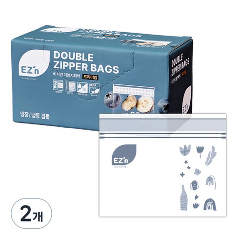 EZn이지엔 프리미엄 더블지퍼백 냉장 냉동 겸용, 소(S), 90개입, 2개