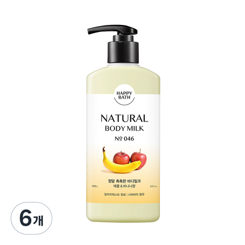 해피바스 정말 순한 바디밀크 베이비 파우더향, 400g, 6개