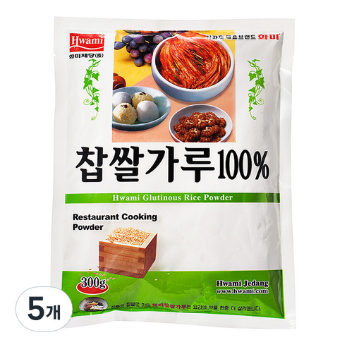 화미_찹쌀가루100%(국산/면세), 300g, 5개