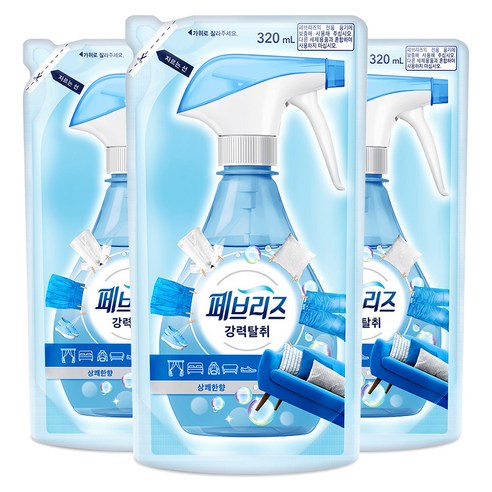 페브리즈 섬유탈취제 강력탈취 상쾌한향 리필, 320ml, 3개