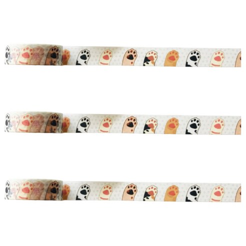 특별한상점 DIY 다이어리꾸미기 테이프스티커 15mm x 5m, 고양이 발, 3개