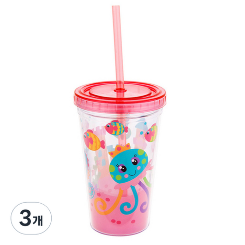 스테판조셉 유아 아이스 텀블러, 350ml, 3개, 젤리피쉬