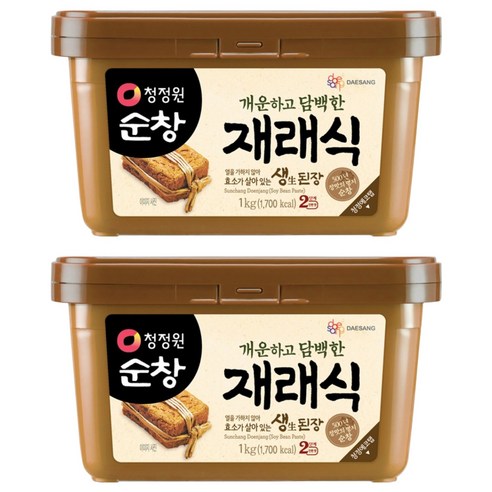 청정원순창 개운하고 담백한 재래식 생된장, 1kg, 2개