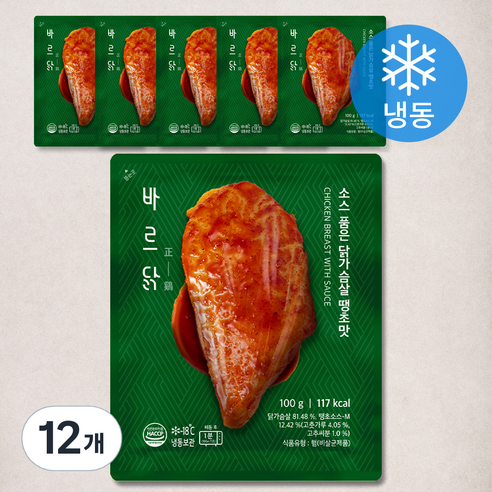 바르닭 소스 품은 닭가슴살 땡초맛 (냉동), 100g, 12개