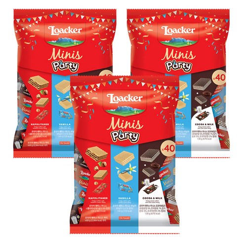 로아커 웨하스 미니스파티 믹스, 400g, 3개
