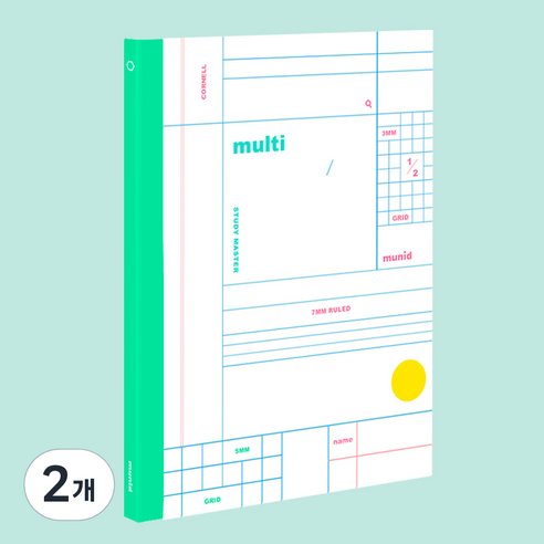 뮤니드 멀티 코넬 라인 그리드 양장노트, MINT, 2개