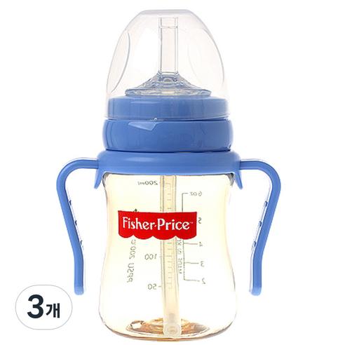 피셔프라이스 PPSU 만능 빨대컵 200ml, 블루, 3개