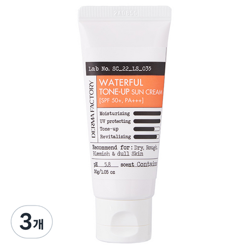 더마팩토리 워터풀 톤업 선크림 SPF50+ PA+++, 30g, 3개