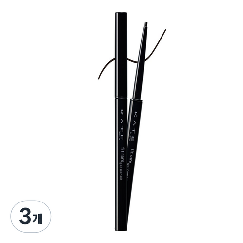 케이트 핏 레어 젤 펜슬 0.08g, BK-1 블랙, 3개