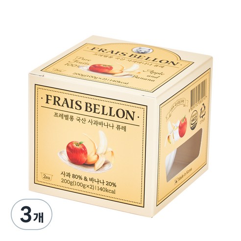 프레벨롱 국산 과일퓨레, 사과바나나, 200g, 3개