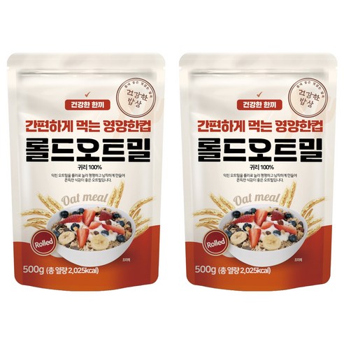 건강한밥상 간편하게 먹는 영양한컵 롤드오트밀, 500g, 2개