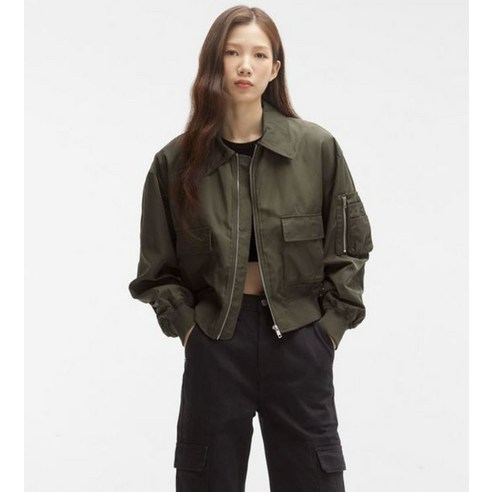미쏘 여성용 글로시 오버사이즈 봄버자켓