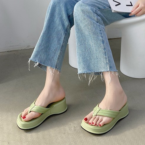 여성용 키높이 쪼리 슬리퍼 6cm