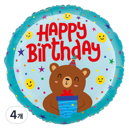 그라보벌룬 은박풍선, 생일곰, 4개