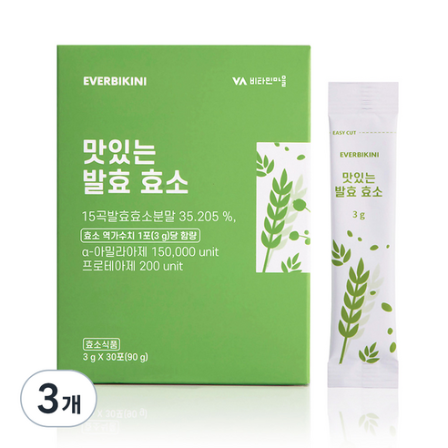 에버비키니 15곡물 맛있는 발효 효소 분말 30p, 3개, 90g