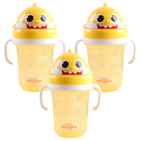 아이조움 아기상어 입체 빨대물통 300ml, 3개, 혼합색상