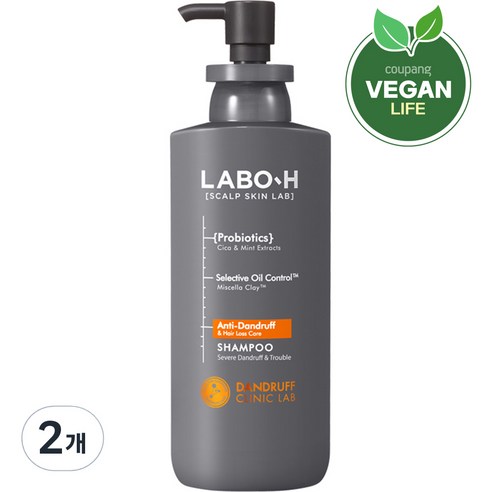 라보에이치 댄드러프 클리닉 지성 비듬샴푸, 400ml, 2개