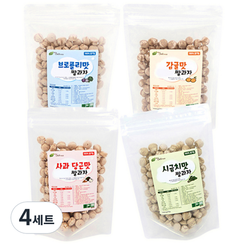 그린원푸드 유기농 옹알이 유아 쌀과자 4종 세트, 사과당근맛. 브로콜리맛. 감귤맛. 시금치맛, 4세트