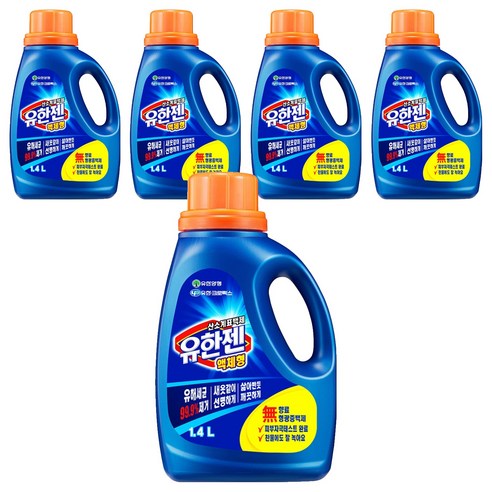 유한젠 액상형 용기 표백제, 5개, 1.4L