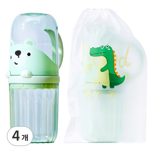 아우라팸 어린이 양치컵 칫솔 케이스, 그린, 4개