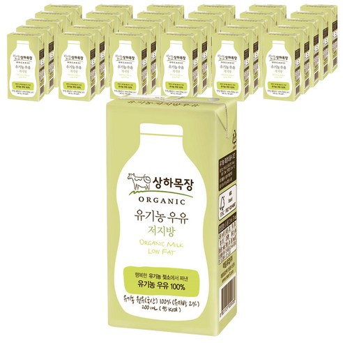 상하목장 유기농 저지방 멸균우유, 200ml, 48개입