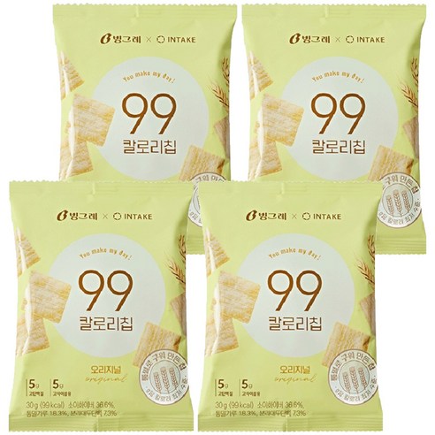 빙그레 99칼로리칩 오리지널, 30g, 4개