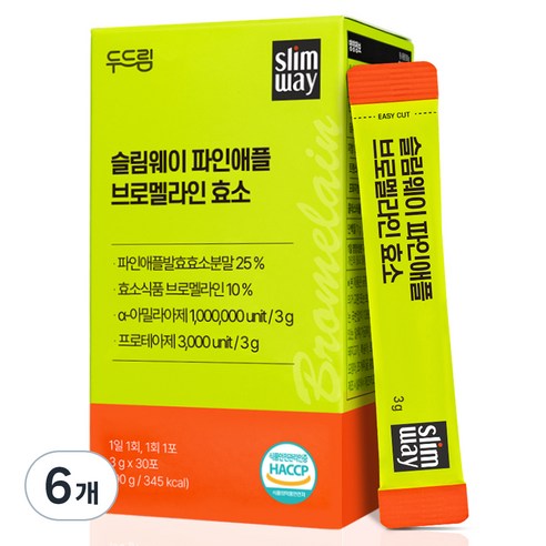 슬림웨이 두드림 파인애플 브로멜라인 효소, 6개, 30회분