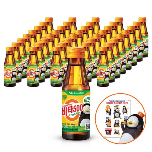 광동 비타500 fresh 100ml x 40p + 펭수 스티커 세트, 1세트