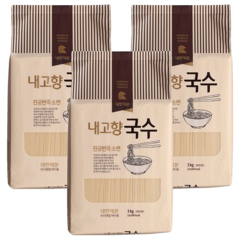 곰표 내고향국수 진공 소면, 3kg, 3개