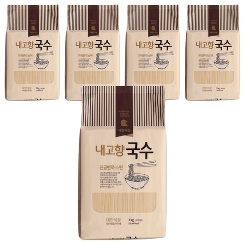 곰표 내고향국수 진공 소면, 3kg, 5개