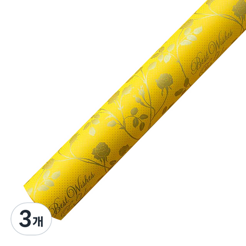 포포팬시 도트장미 종이포장지 53cm x 20m, 노랑, 3개